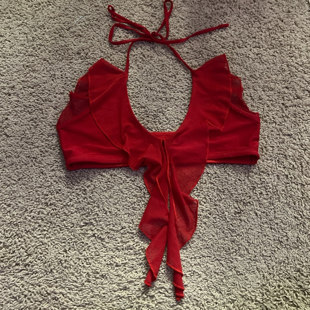 Tiger Mist Elegant Red Halter Top